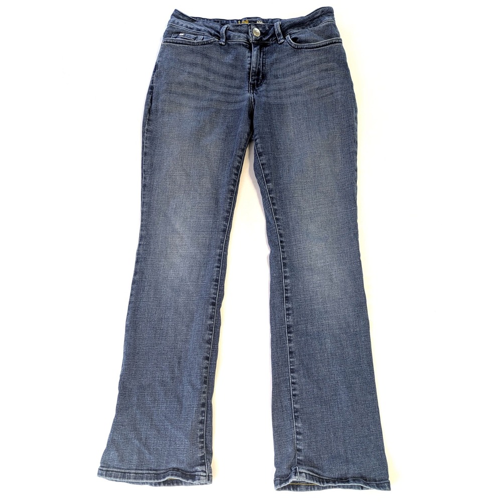 Lee Modern Series Curvy Bootcut Jeans Blue Medium Wash Stretch Denim 8 Short